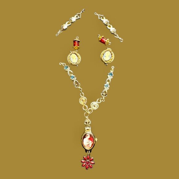 Repurposed VNTG Watch Opera Necklace Scene from the  of Beggars Opera by Hogarth - Picture 5 of 17